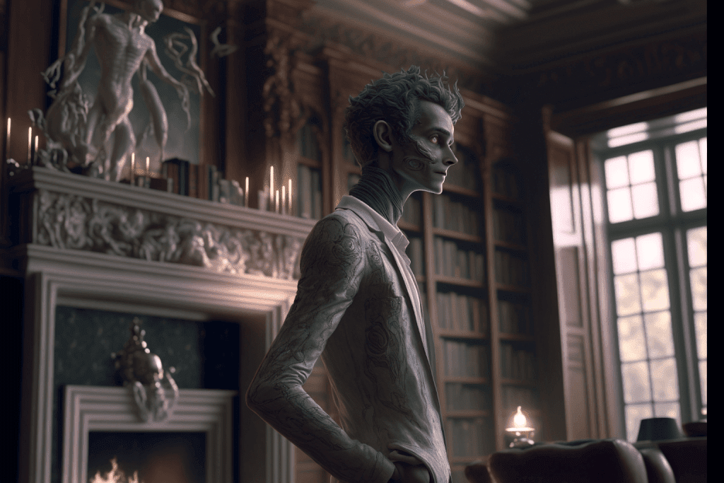 Alien in home library
