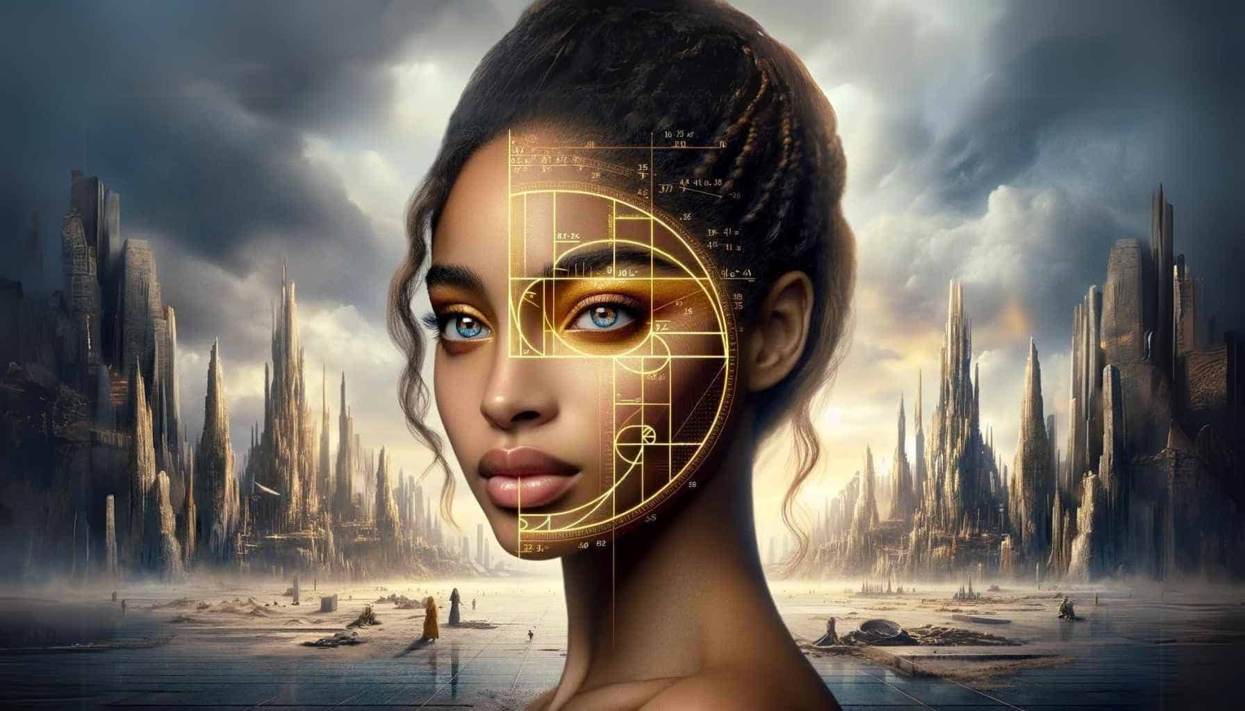 Beautiful woman with golden ratio