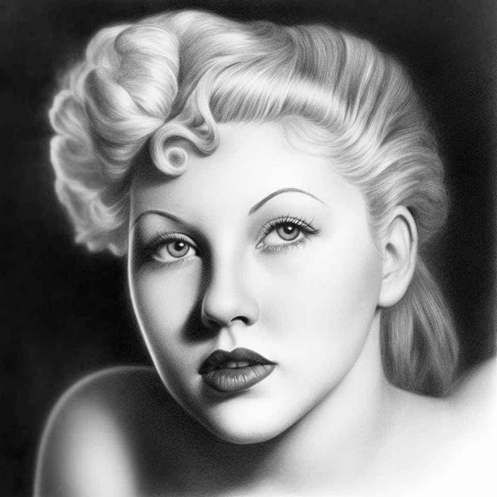 Pencil drawing of Mae West