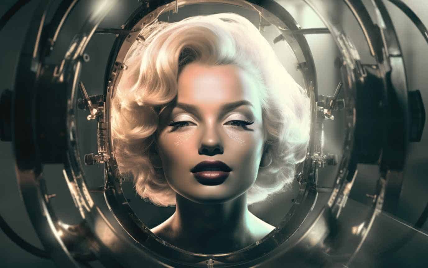 Marilyn Monroe in a futuristic mirror/camera