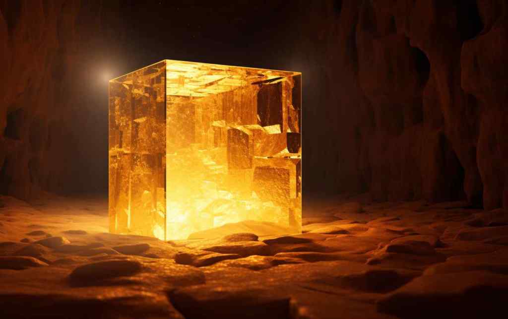 A strange gold cube.