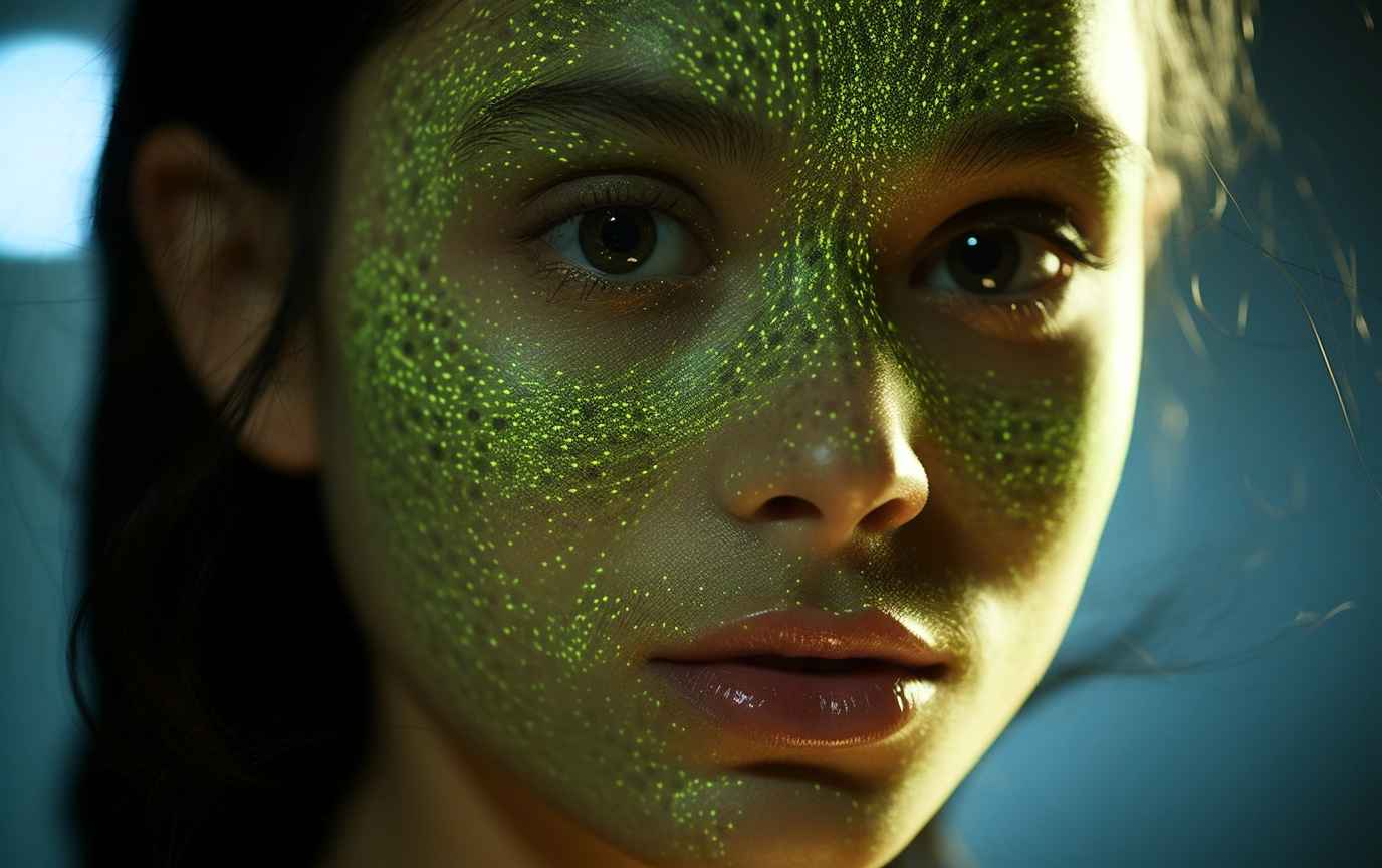 A teenager with green photosynthetic skin.