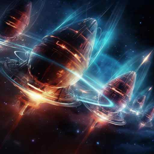 Ribbons of light race Tulltoks exploring space ships