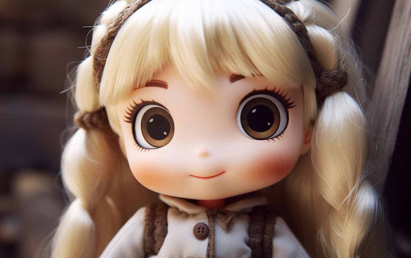 Close up of a beautiful little girl doll