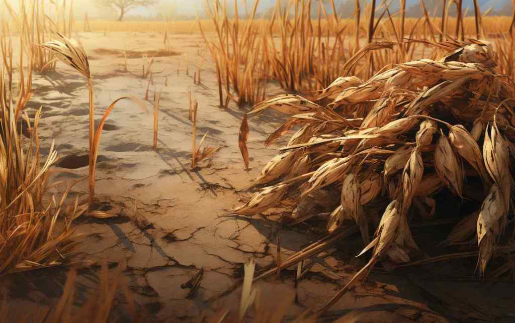 Dying rice field during a draught.