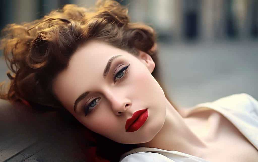 Woman lying on street - blank eyes open.