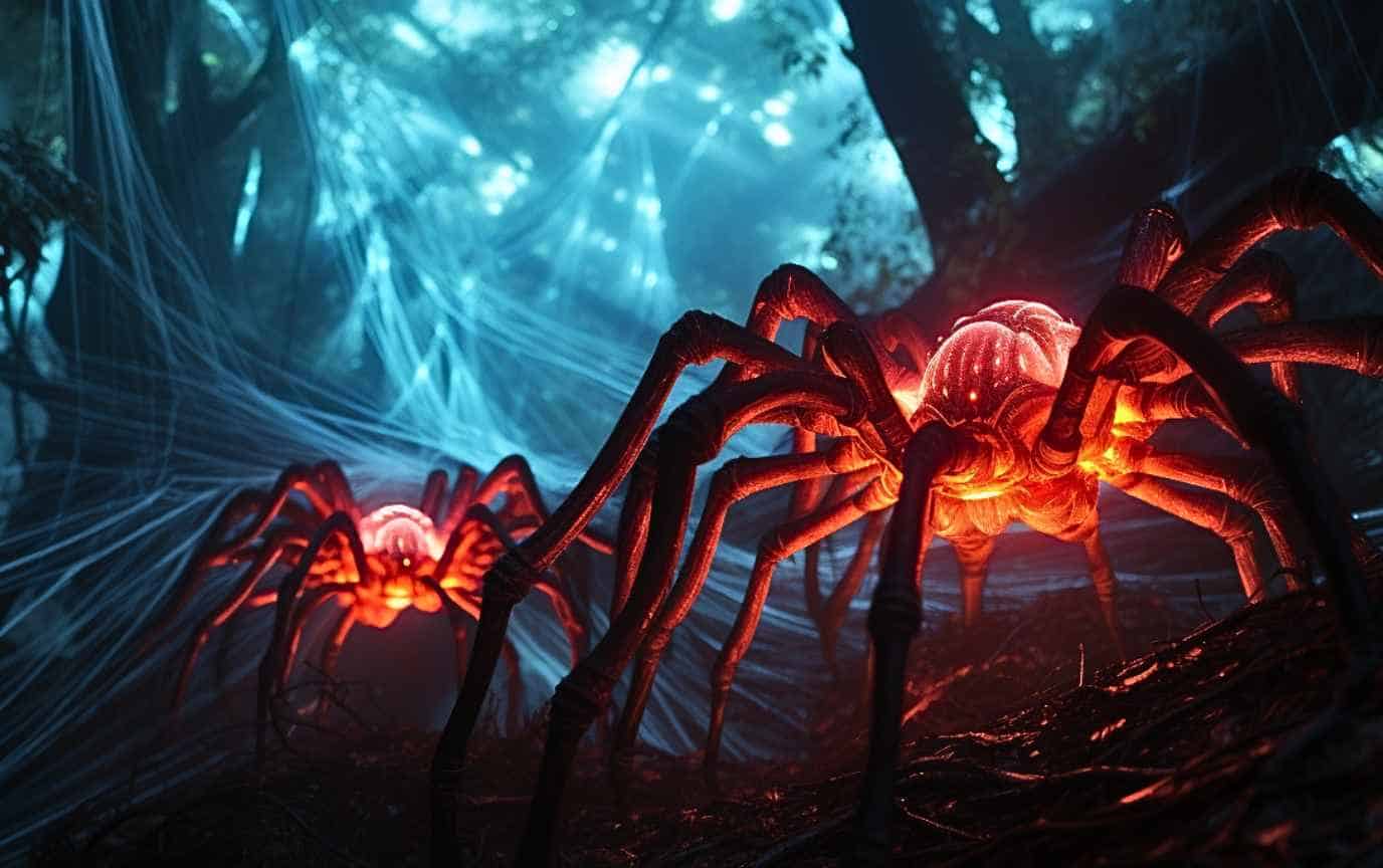 Iridescent spiders